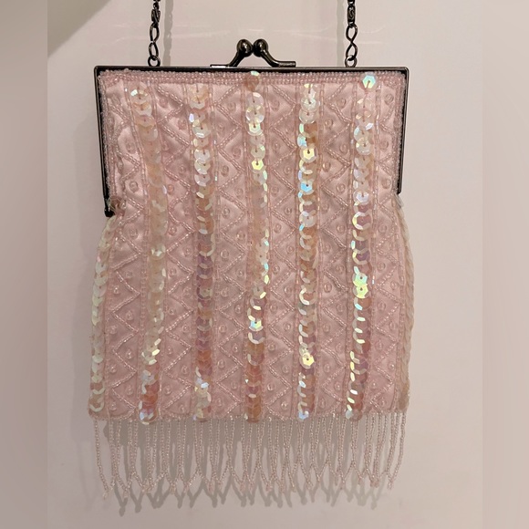 Vintage Flapper Style Pink Beaded Purse - Picture 1 of 2